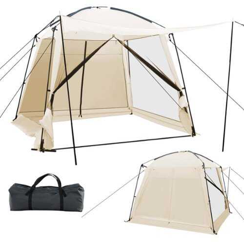 Rent to own Costway Screen Dome Camping Tent for 6-8 People with 4-Side Mesh Walls Carrying Bag - Beige