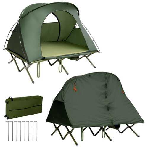 Rent to own Costway 2-Person Outdoor Camping Tent Cot Compact Elevated Tent Set W/ External Cover Green - Green