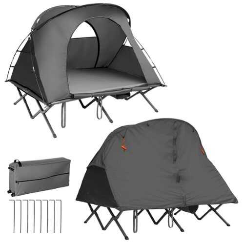 Rent to own Costway 2-Person Outdoor Camping Tent Cot Elevated Compact Tent Set W/ External Cover Grey - Grey