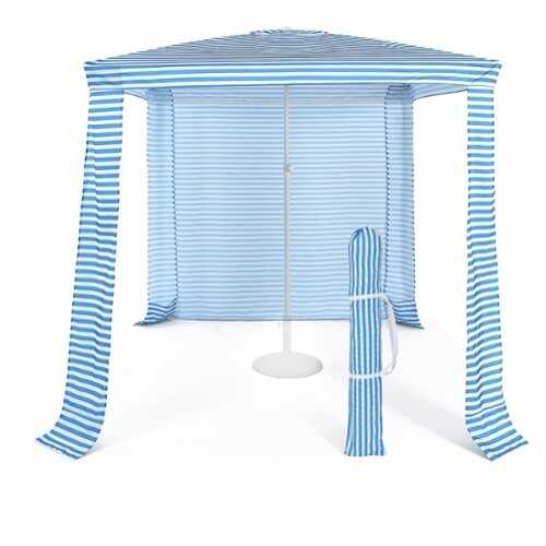 Rent to own Costway 6.6' x 6.6' Foldable Beach Cabana Easy-Setup Beach Canopy W/ Carry Bag Blue - Blue