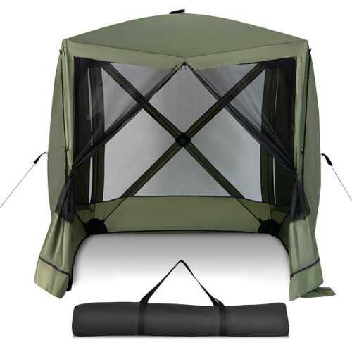 Rent to own Costway 6.7 FT x 6.7 FT 4-Panel Pop up Camping Gazebo Quick-Set with 2 Sunshade Cloths Green - Green