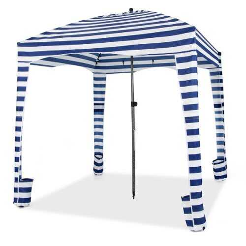 Rent to own Costway 6 x 6FT Foldable Beach Cabana Tent with  Carrying Bag Detachable Sidewall - Blue+White