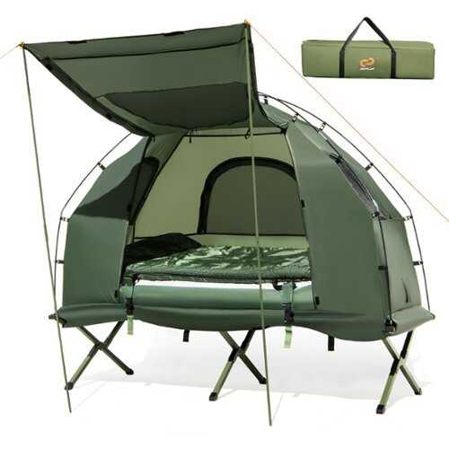 Rent to own Costway 1-Person Waterproof Camping Tent Cot with Air Mattress, Pillow, Sleeping Bag - Green