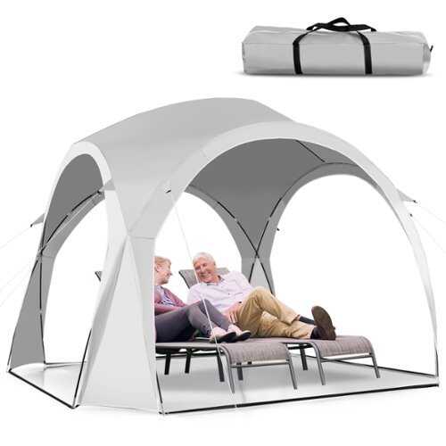 Rent to own Costway 11' x 11' Patio Sun Shade Shelter Canopy Tent Portable UPF 50+ Outdoor Beach - White