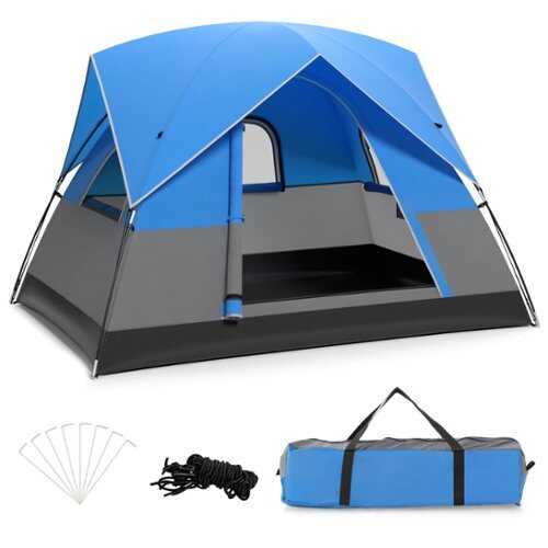 Rent to own Costway Camping Tent for 2-3 People Waterproof & Windproof Family Dome Tent w/ Rainfly - Blue + Black