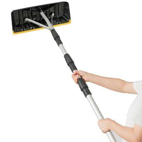 Rent to own Costway 21FT Telescoping Snow Roof Rake Large Poly Blade Aluminum Tube Non-Slip Handle - Black + Yellow