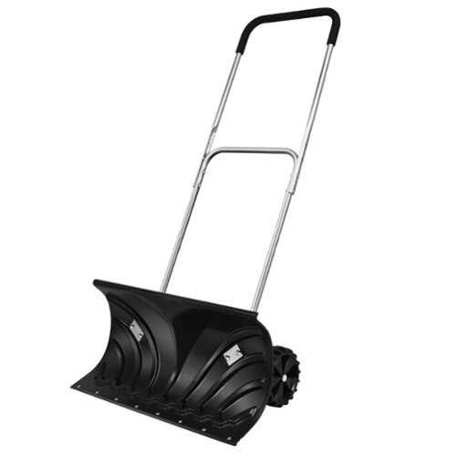 Rent to own Costway Rolling Snow Pusher Heavy Duty Plow Shovel w/Adjustable Handle Snow Removal Tool - Black