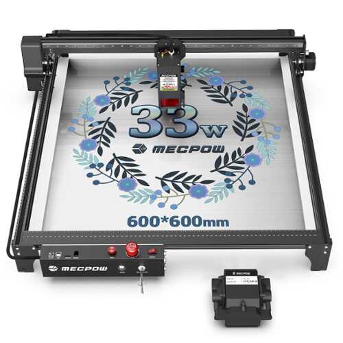 Rent to own Mecpow - X5 Pro 33W Large Laser Engraver with Air Assist & 600x600mm Working Area, 28000mm/min, 0.08*0.1mm Laser Spot - X5 Pro - 33W