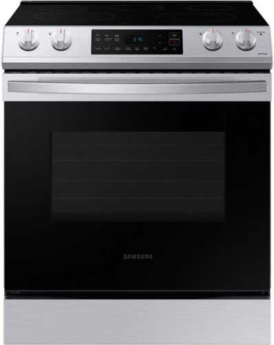 Rent to own Samsung - 6.3 cu. ft. Front Control Slide-In Electric Range with Wi-Fi, Fingerprint Resistant - Stainless Steel