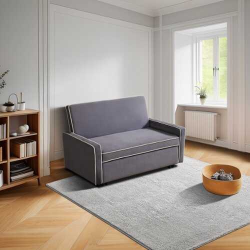 Rent to own Bestier - Modern Convertible Sofa Sleeper with Metal Frame - 53" - Blue