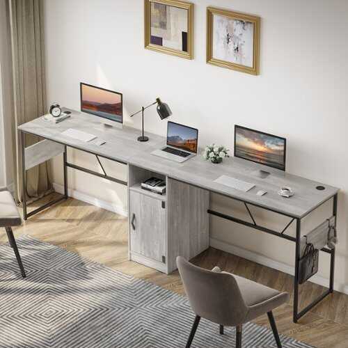 Rent to own Bestier - L-Shaped Computer Desk with Storage Cabinet - 60" Wide - White