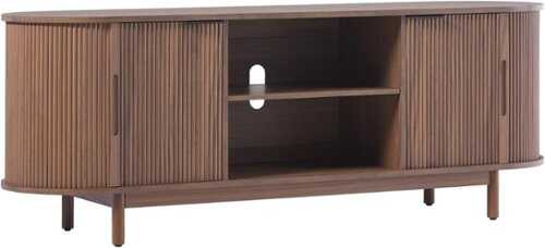 Rent to own Walker Edison - Modern Reeded 60” TV Stand with Open and Concealed Storage - Mocha