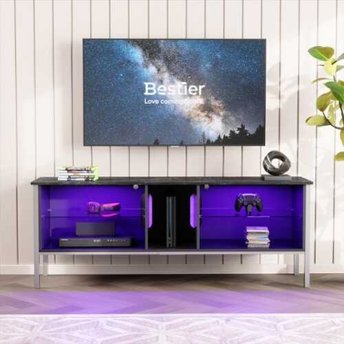 Rent to own Bestier - LED Gaming Entertainment Center with Shelves for TVs up to 70" - Black