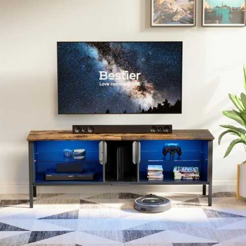 Rent to own Bestier - LED Gaming Entertainment Center with Shelves for TVs up to 70" - Brown