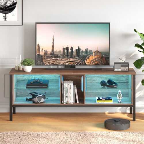 Rent to own Bestier LED Entertainment Center With Shelves Gaming TV Stand For 70 Inch TVs - Walnut