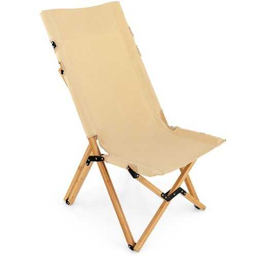 Rent to own Costway Patio Folding Camping Chair Portable Fishing Bamboo Adjust Backrest W/Carry Bag - Natural