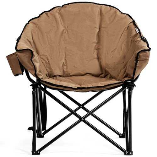 Rent to own Costway Folding Camping Moon Padded Chair with Carry Bag Cup Holder Portable - Brown