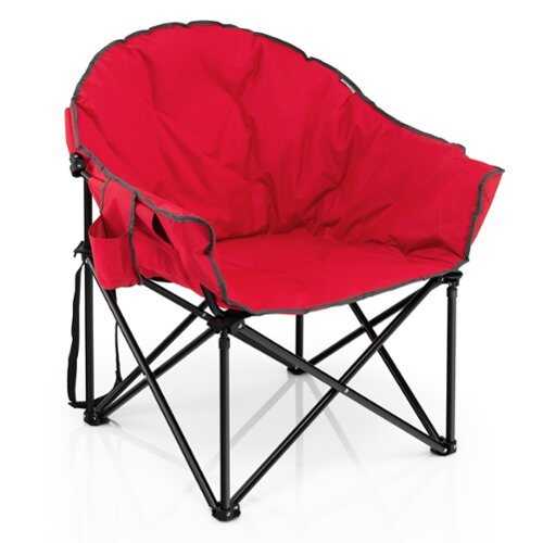 Rent to own Costway Oversized Folding Padded Camping Moon Saucer Chair Bag Outdoor Fishing - Red