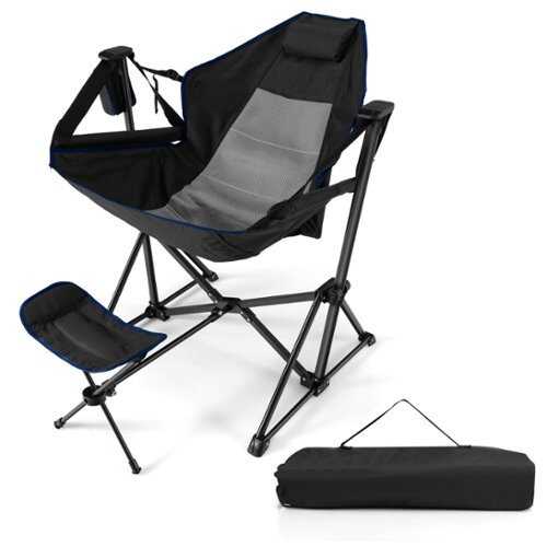 Rent to own Costway Hammock Camping Chair w/ Retractable Footrest & Carrying Bag for Camping Picnic - Black