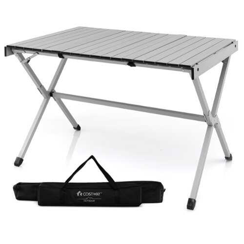 Rent to own Costway 4-6 Person Portable Aluminum Camping Table Lightweight Roll Up Table Grey - Gray