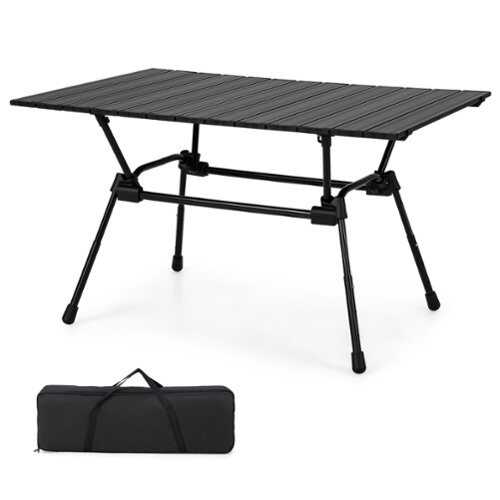 Rent to own Costway Heavy-Duty Aluminum Camping Table, Folding Outdoor Picnic Table with Carrying Bag - Black