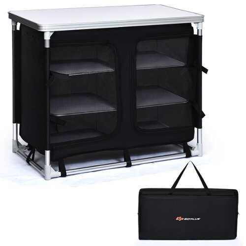 Rent to own Costway Portable BBQ Aluminum Camping Table Kitchen Cook Station w/ Storage Organizer - Black