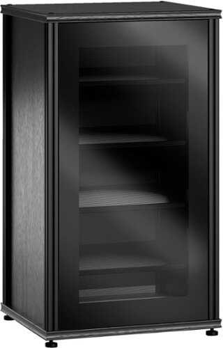 Rent to own Salamander Designs - Synergy TV/Media Cabinet Single Box Media Cabinet Model 402 - Black Glass, Black Posts - Black Oak