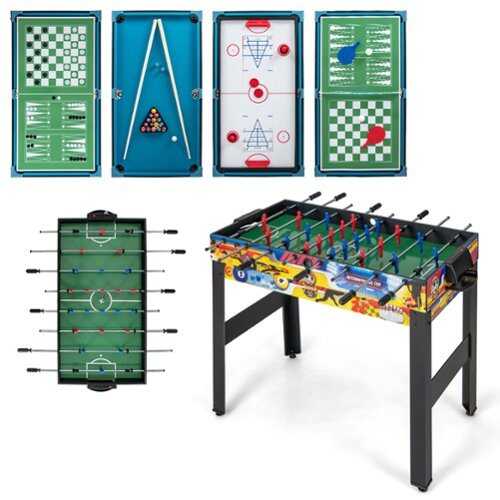 Rent to own Costway 12-in-1 Combo Game Table Set with Foosball Air Hockey Pool Ping Pong Chess Bowling - Gray