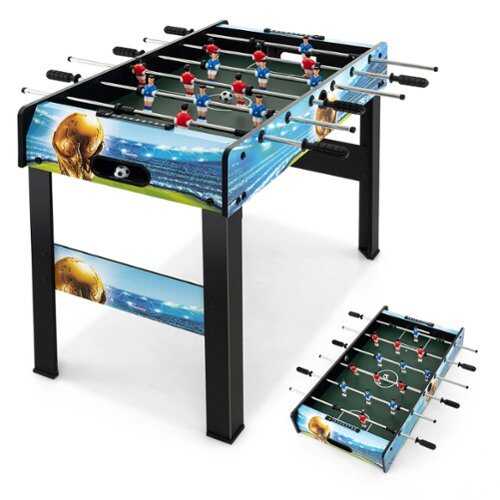 Rent to own Costway 37 Inches Foosball Table with Removable Legs, 2 Balls and 2 Manual Scorers - Black + Blue