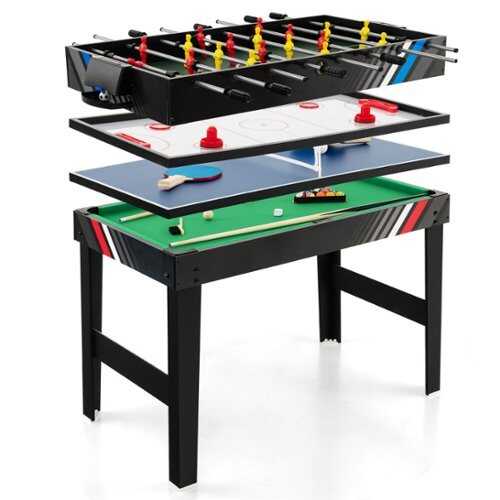 Rent to own Costway 4-in-1 Combo Game Table 49" Foosball with Pool Billiards Air Hockey Table Tennis - Black