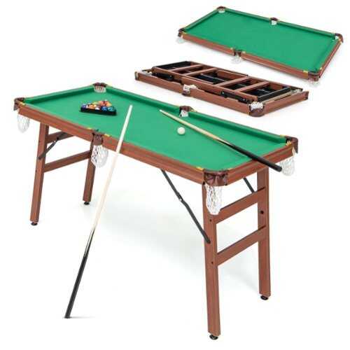 Rent to own Costway Folding Pool Table Set with Foldable Legs Adjustable Foot Levelers 2 Cues 2 Chalks - Multi-Color