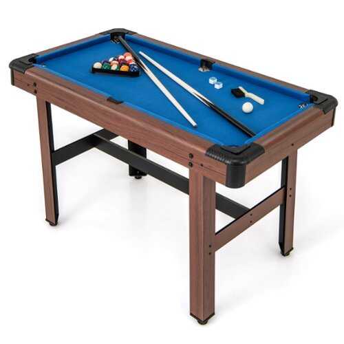 Rent to own Costway 48" Pool Table for Kids & Adults with Full Set of Balls 2 Cue Sticks 2 Chalks Blue - Brown+Blue