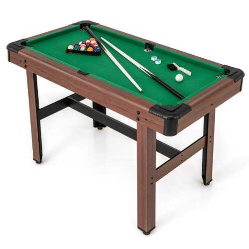 Rent to own Costway 48" Pool Table for Kids & Adults with Full Set of Balls 2 Cue Sticks 2 Chalks Green - Brown+Green