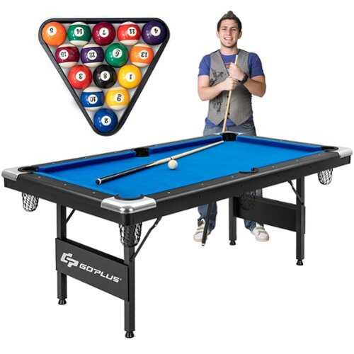 Rent to own Costway 6 FT Billiard Table 76 Inch Foldable Pool Table Perfect for Kids and Adults Blue - Black+Blue