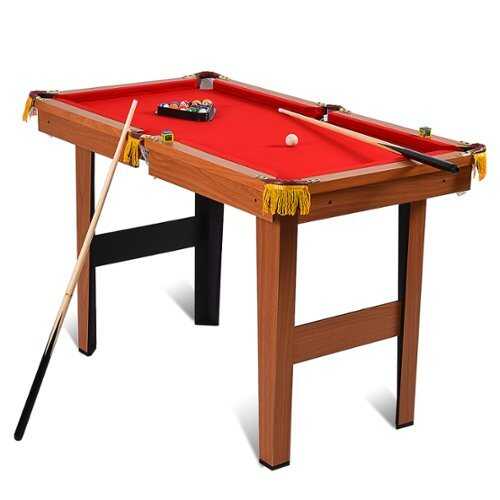 Rent to own Costway 48'' Mini Table Top Pool Table Game Billiard Set Cues Balls Gift Indoor Sports - Brown+Red