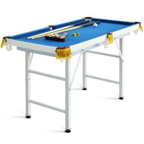 Rent to own Costway 47'' Folding Billiard Table Pool Game Table for Kids w/ Cues & Chalk & Brush Blue - Blue