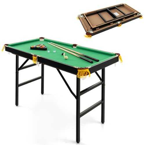 Rent to own Costway 47" Folding Billiard Table Pool Game Table Indoor Kids w/ Cues Brush Chalk Green - Green