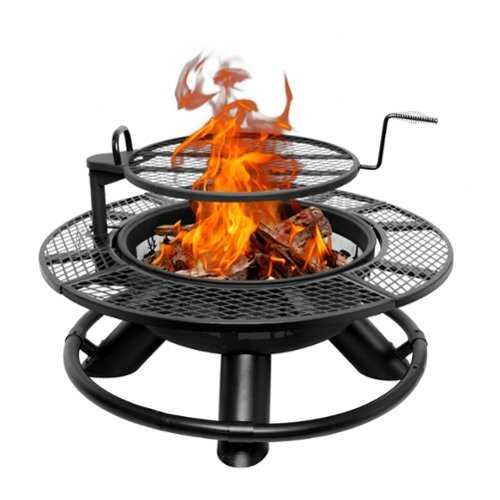Rent to own Bestier 47" Wood Burning Fire Pit Outdoor Backyard Patio Fire Pit with Cooking Grill Grate - Wilderness Style