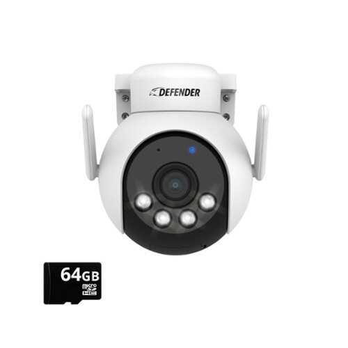 Rent to own Defender - AI POWERED 4K Everwatch PTZ 360° Wi-Fi Plug-in Power Security Camera with 64GB SD Card - White