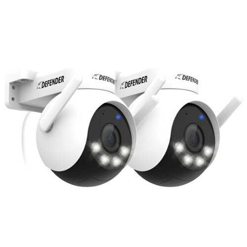 Rent to own Defender - AI POWERED 4K Everwatch PTZ 360° Wi-Fi Plug-in Power Security Camera with 64GB SD Card, 2 Pack - White