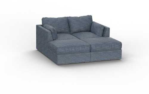 Rent to own Lovesac - 4 Seats (3 Storage) + 4 Angled Sides Rained Chenille & Standard Foam - Vintage Blue