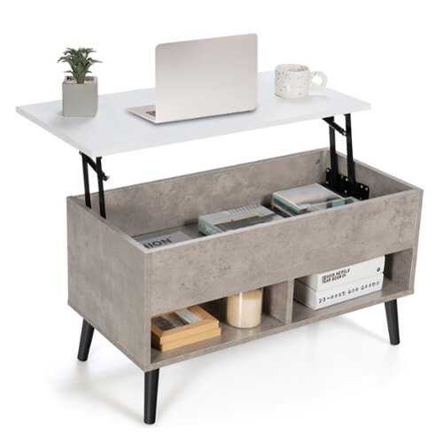 Rent to own Costway 31.5''  Lift Top CoffeeTable ModernTable W/ Hidden Compartment&Wood Legs For Home Grey - Gray