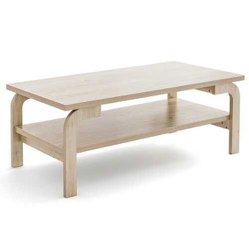 Rent to own Costway 47" Rectangular Coffee Table w/ Storage Shelf & Curved Legs for Living Room - Natural