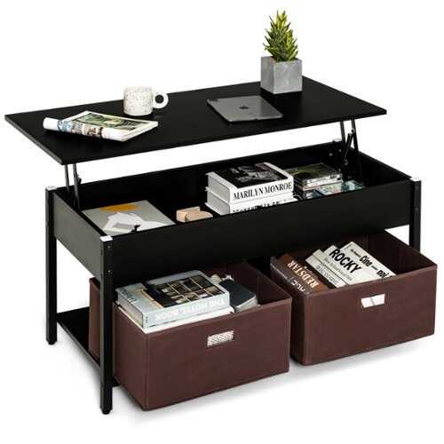 Rent to own Costway Lift Top Coffee Table Central Table W/Drawers&Hidden Compartment for Living Room - Black