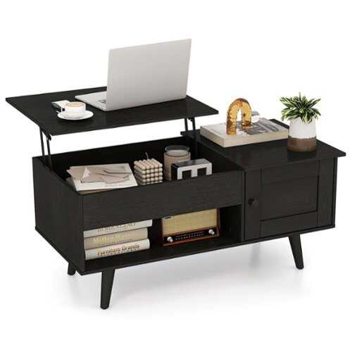 Rent to own Costway Lift Top Coffee Table with Storage Hidden Compartment Cabinet & Open Shelf - Black