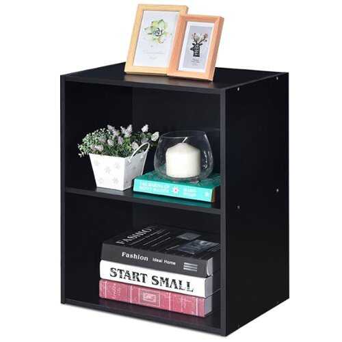 Rent to own Costway 2 Tier Open Shelf Night Stand End Table Sofa Side Storage Display Furni - Black