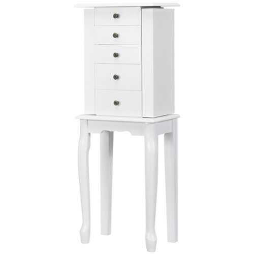 Rent to own Costway - Jewelry Cabinet Storage Chest Standing Organizer Mirror - White