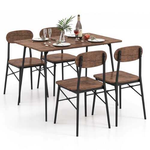 Rent to own Costway 5-Piece Dining Table Set for 4 Modern Kitchen Dining Room Furniture Set - Rustic Brown