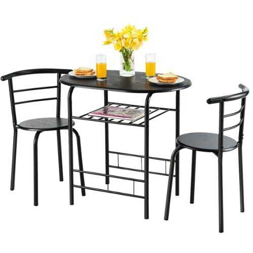 Rent to own Costway 3 Pcs Dining Set 2 Chairs and Table Compact Bistro Pub Breakfast Home Kitchen - Black