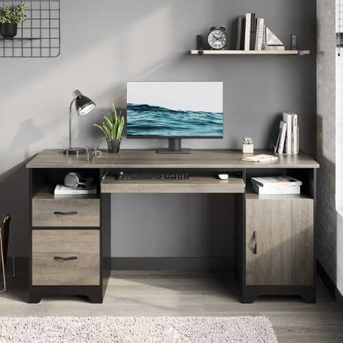Rent to own Bestier 59inch Executive Gaming Desk with File Drawer, Storage Drawers, and Cabinet - Gray